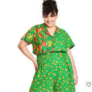 Last🤩Tabitha brown leopard/orange print button down shirt